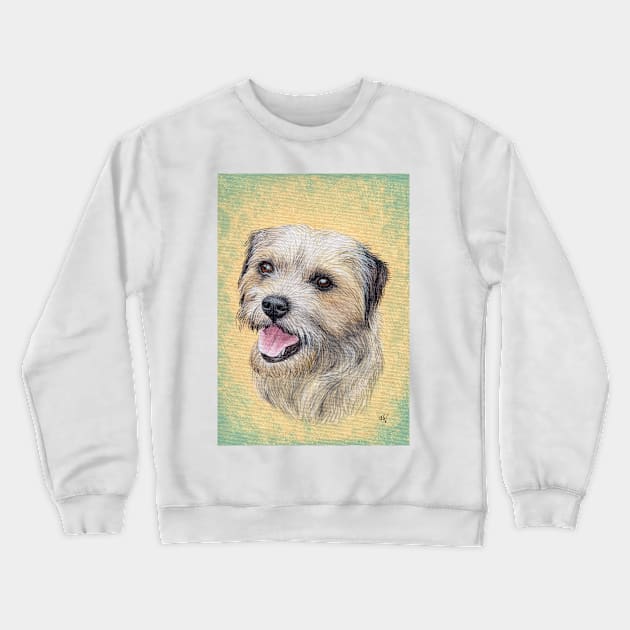 Border Terrier Crewneck Sweatshirt by Sandra Warmerdam